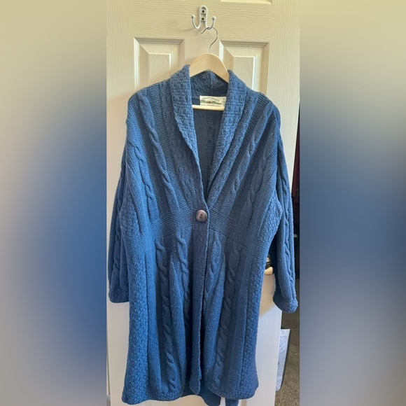 Aran Crafts Blue Women’s 100% Wool Sweater/Jacket - Picture 2 of 4